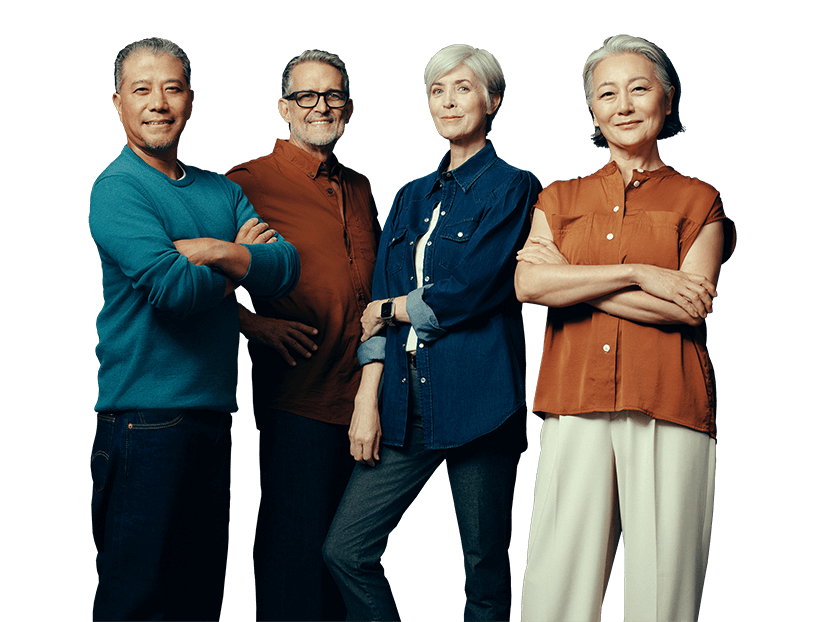 Two middle-aged men and women standing. Not actual patients.